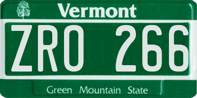 VT license plate ZRO266