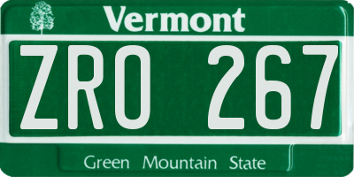 VT license plate ZRO267