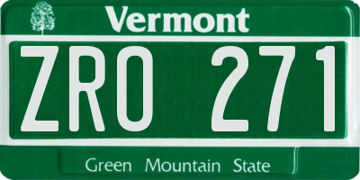 VT license plate ZRO271