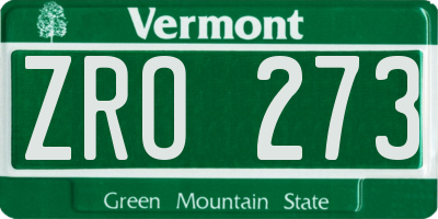 VT license plate ZRO273