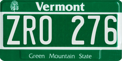 VT license plate ZRO276