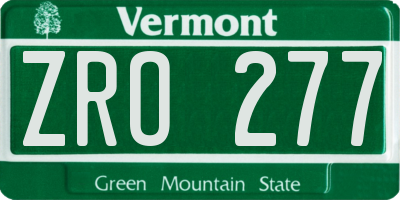 VT license plate ZRO277