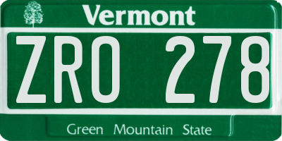 VT license plate ZRO278