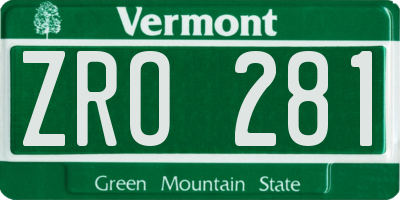 VT license plate ZRO281