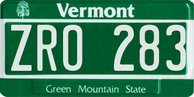 VT license plate ZRO283