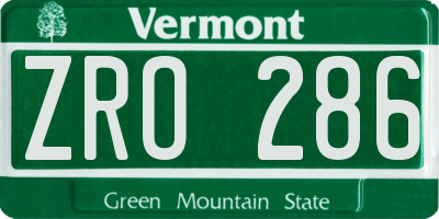 VT license plate ZRO286