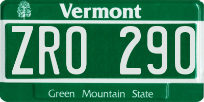 VT license plate ZRO290