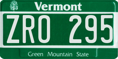 VT license plate ZRO295