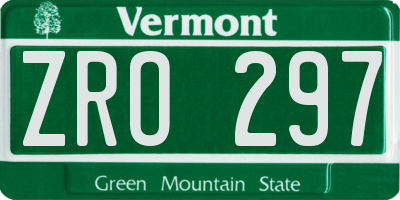 VT license plate ZRO297