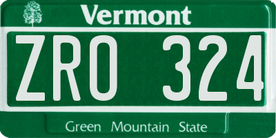 VT license plate ZRO324