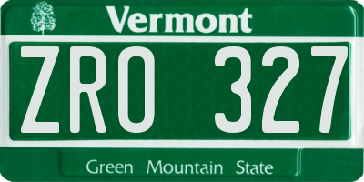 VT license plate ZRO327