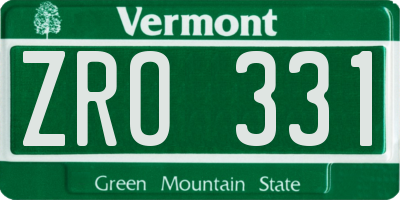 VT license plate ZRO331