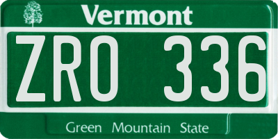 VT license plate ZRO336