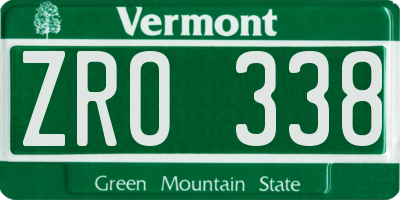 VT license plate ZRO338