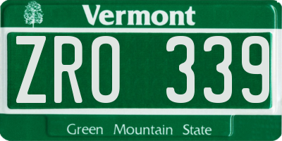 VT license plate ZRO339