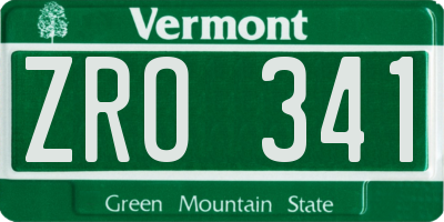 VT license plate ZRO341
