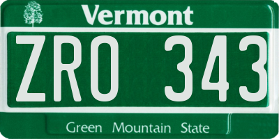 VT license plate ZRO343