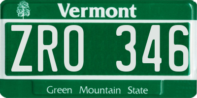 VT license plate ZRO346