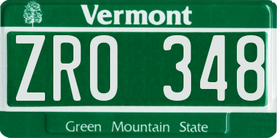VT license plate ZRO348