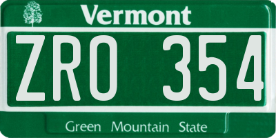VT license plate ZRO354