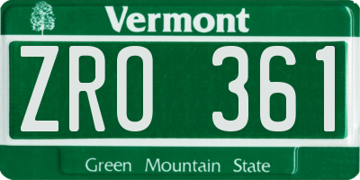 VT license plate ZRO361