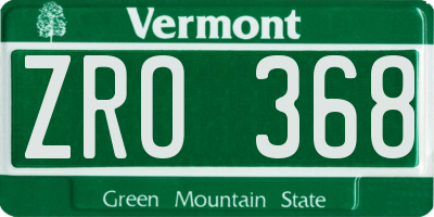 VT license plate ZRO368