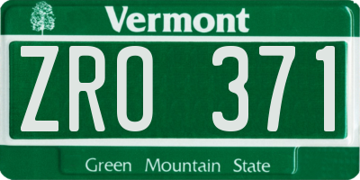 VT license plate ZRO371