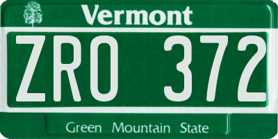 VT license plate ZRO372