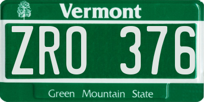 VT license plate ZRO376