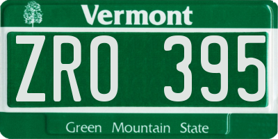 VT license plate ZRO395