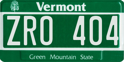 VT license plate ZRO404