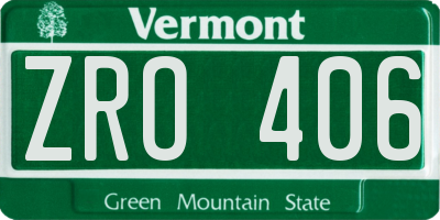 VT license plate ZRO406