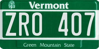 VT license plate ZRO407