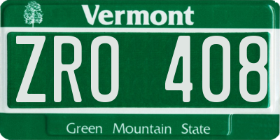 VT license plate ZRO408
