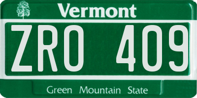 VT license plate ZRO409