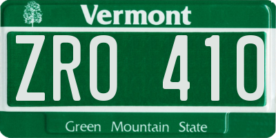VT license plate ZRO410