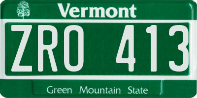 VT license plate ZRO413