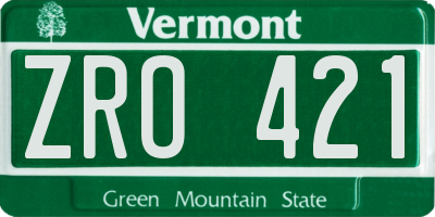 VT license plate ZRO421