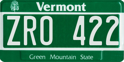 VT license plate ZRO422