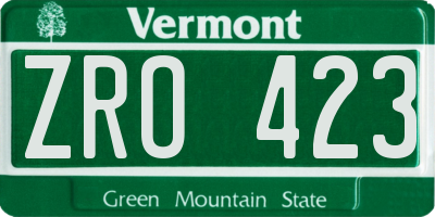 VT license plate ZRO423