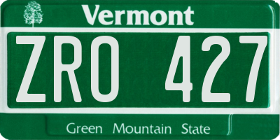 VT license plate ZRO427