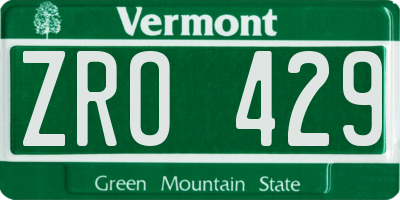 VT license plate ZRO429