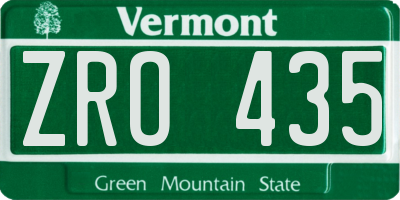 VT license plate ZRO435