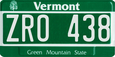 VT license plate ZRO438