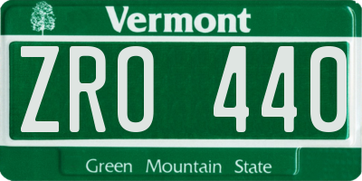 VT license plate ZRO440