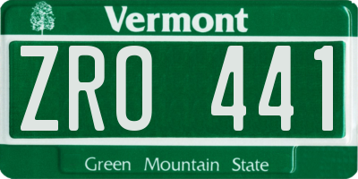 VT license plate ZRO441