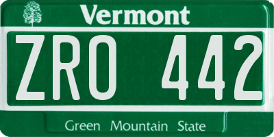 VT license plate ZRO442