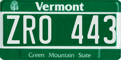 VT license plate ZRO443