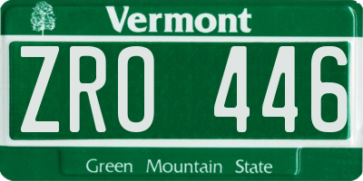 VT license plate ZRO446