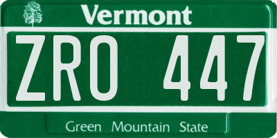 VT license plate ZRO447
